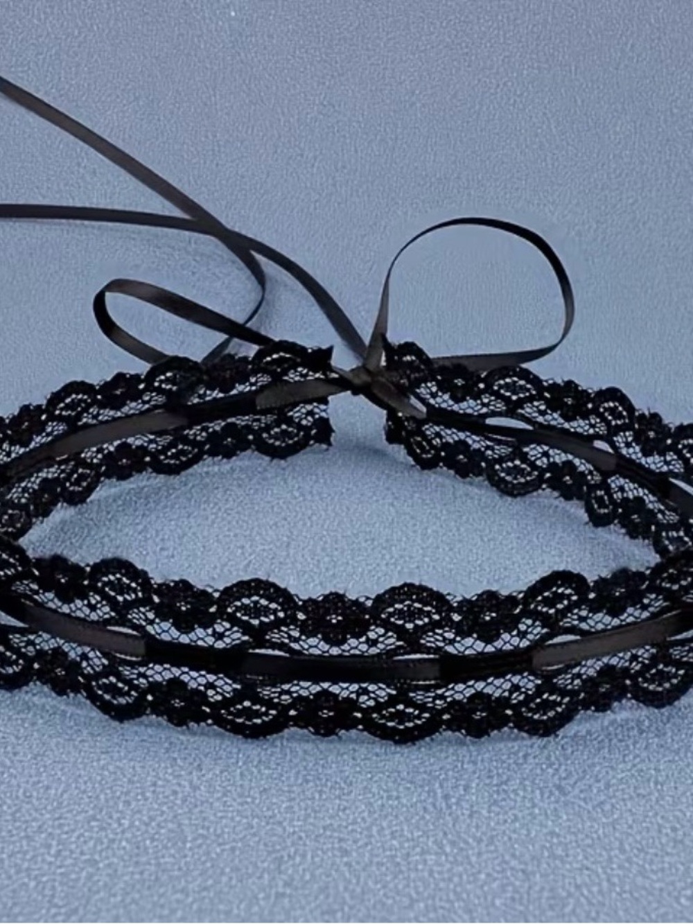 Black Lace Ribbon Hair Choker for Women